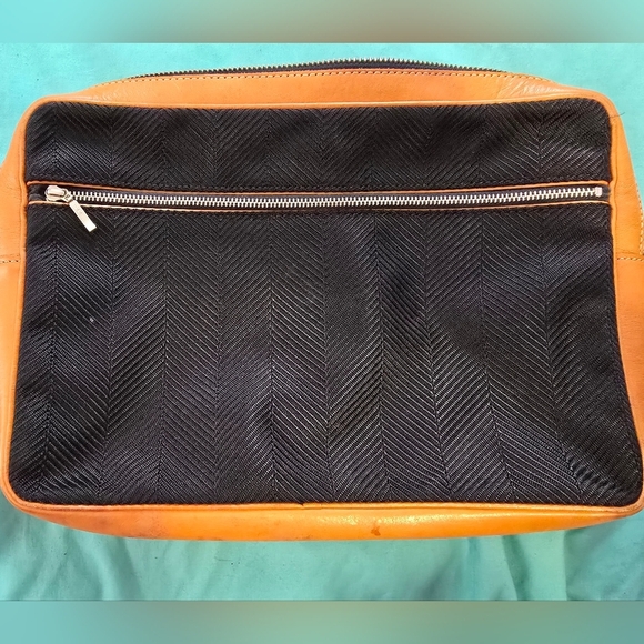 Black and Tan Courreges Toiletry Bag with Leather Trim - Picture 8 of 8